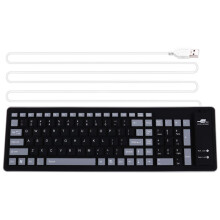 Teclado de Silicona Portátil, Silencioso y Plegable, USB, Flexible, Suave, Impermeable, Enrollable, para PC y Portátil.