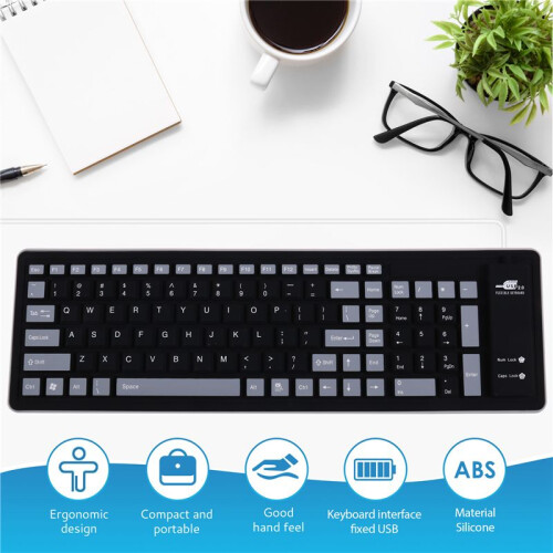 Portable Silent Foldable Silicone Keyboard Usb Flexible Soft Waterproof Roll  Keyboard for Pc Laptop 1
