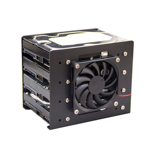 4x3.5 HDD Bracket for PC Case Mechanical Hard Disk Holder with Fan Cooling Stackable Expansion Fits 4 HDDs A