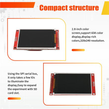 Painel de Toque LCD TFT SPI 240x320 de 2,8 Polegadas com Módulo de Porta Serial PBC ST7789V, Display Serial SPI de 2,8 Polegadas A