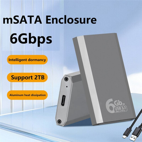 MSATA-auf-USB 3.1 Gen2 10 Gbit/S SSD-Gehäuse-Adaptergehäuse mit Typ-C-Anschluss für Interne MSATA-Solid-State-Drive-Festplatten 1