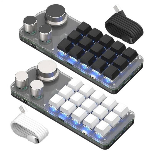 15 Keys 3 Knobs Programmable Keyboard,  Hot Swappable Numpad, Gaming Keyboard with Memory Function White 2