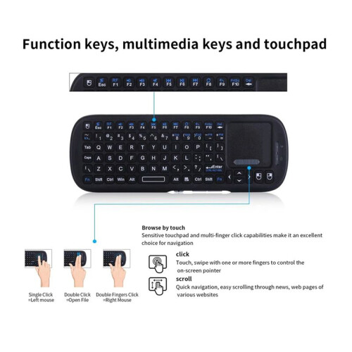 +2.4GHz Wireless Keyboard with Touchpad MouseCombo for Android TV Box/PC/Tablet/PS4/Raspberry Pi 3/HTPC 2