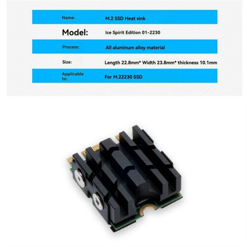 For Desktop Computer 2230 SSD Fan Heatsink M.2 2230 SSD Solid Disk Drive Radiators Fan SSD Heat Dissipation Pad 1