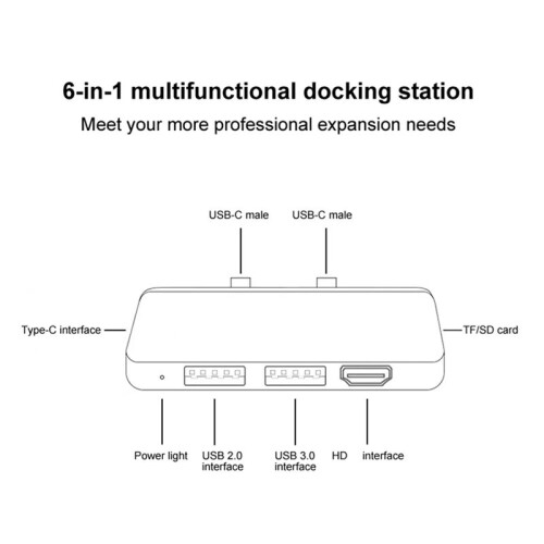Type-C Dock Splitter Laptop PD Charger Type-C USB Hub Adapter 4K -Compatible High Speed for  Surface Pro 8