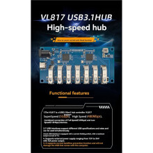 Módulo Concentrador USB 3.1 VL817, Divisor de 1 A 7 Puertos, Compatible con Dispositivos de Alta Velocidad, Alta Velocidad, Velocidad Completa y Baja