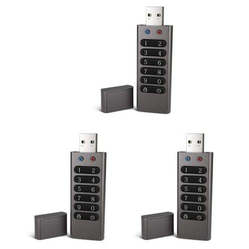 3X Secure USB Drive, Volkcam 32GB Encrypted USB Flash Drive Hardware Password Memory Stick with Keypad U Disk Flash