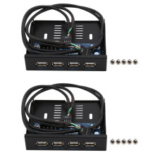 2pcs 3.5 Inch Floppy Bay 4  USB 2.0 Hub USB2.0 Front Panel Expansion Adapter Connector Bracket with 9Pin Cable