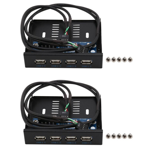 2pcs 3.5 Inch Floppy Bay 4  USB 2.0 Hub USB2.0 Front Panel Expansion Adapter Connector Bracket with 9Pin Cable