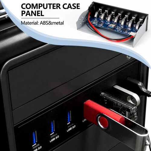7 Portas USB 5,25 Polegadas CD-ROM Compartimento CD ROM Painel Frontal para Caixa Do Computador + USB 3.0 19 Pinos Conector para Tipo-A Cabo Macho 1