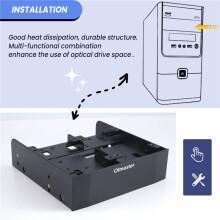 OImaster Multi-functional Hard Drive Conversion Rack Standard 5.25 Inch Device Comes with 2.5 inch / 3.5 inch HDD mounting screw