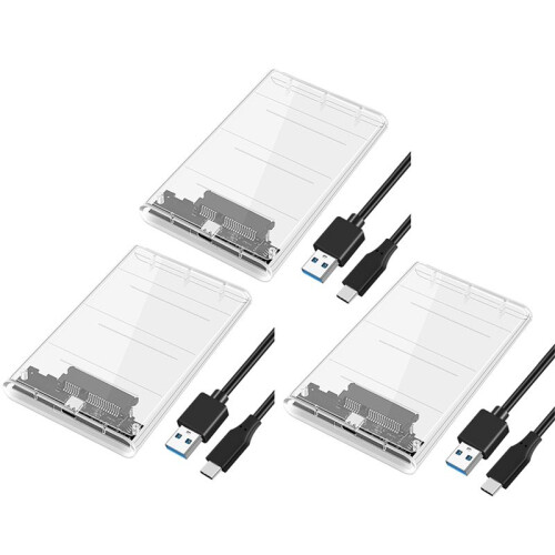 3X Gabinete de HDD USB3.0/Type-C de 2,5 Polegadas Caso de Disco Rígido SSD SATA3 para USB 3.0 Caixa de HDD Transparente USB C HDD Case 5 Gbps