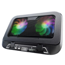New V21 14cm Dual Fans Laptop Cooler 14In-17.3In Lighting Adjustable Foldable Laptop Cooler Pad Cooler Pad LED Light Fan