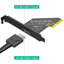PCI-E 4X 4.0 to Oculink SFF-8611/8612 Expansion Card Adapter with Long Profile Bracket