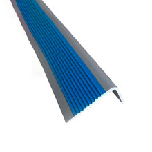 Door Threshold Strip 3m Blue Plastic Anti Slip Surface, Smooth Floor Transition for Wooden Steps and Carpets