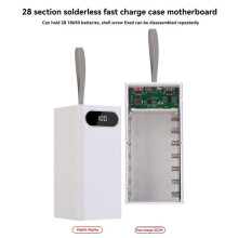 22,5 W DIY Power Bank Box mit Schnellladefunktion und LCD-Display, Abnehmbare Mobile Power Box für 28 X 18650 Akku-AußengehäuseA