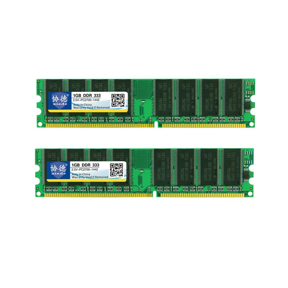 2X Xiede Desktop Pc Memory Ram Module Ddr 333 1Gb Pc-2700 Ddr1 184Pin Dimm 333Mhz X002 Green 6032391520311