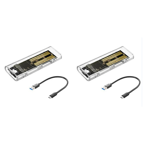 2X M2 SSD Case M.2 NVME SSD Enclosure Portable USB3.1 Type-C SSD Transparent Hard Disk Case 5Gbps for PC 1