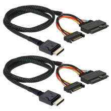 2X Gen 4 Oculink SFF-8611 4I to PCIe SFF-8639 U.2 NVMe with 15P Male Power Server Cable