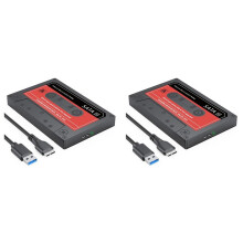 2X Carcasa SSD, Carcasa de Disco Duro de 2,5 Pulgadas Adaptador A USB3.0 Convertidor Externo Caja SSD para PC Portátil