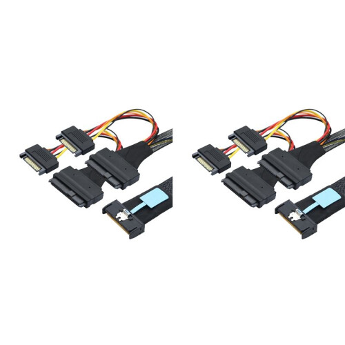 2X Server Adapter Cable Slimline SAS MCIO 8i 74P to 2-SFF 8639+15P Power Supply Server Multifunction Cable