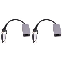 2X 2,5-Gigabit-Ethernet-Adapter Typ C USB 3.0 auf RJ45 LAN 2500 Mbit/S High Speed 2,5G Netzwerkkarte für NAS-Laptop-PC