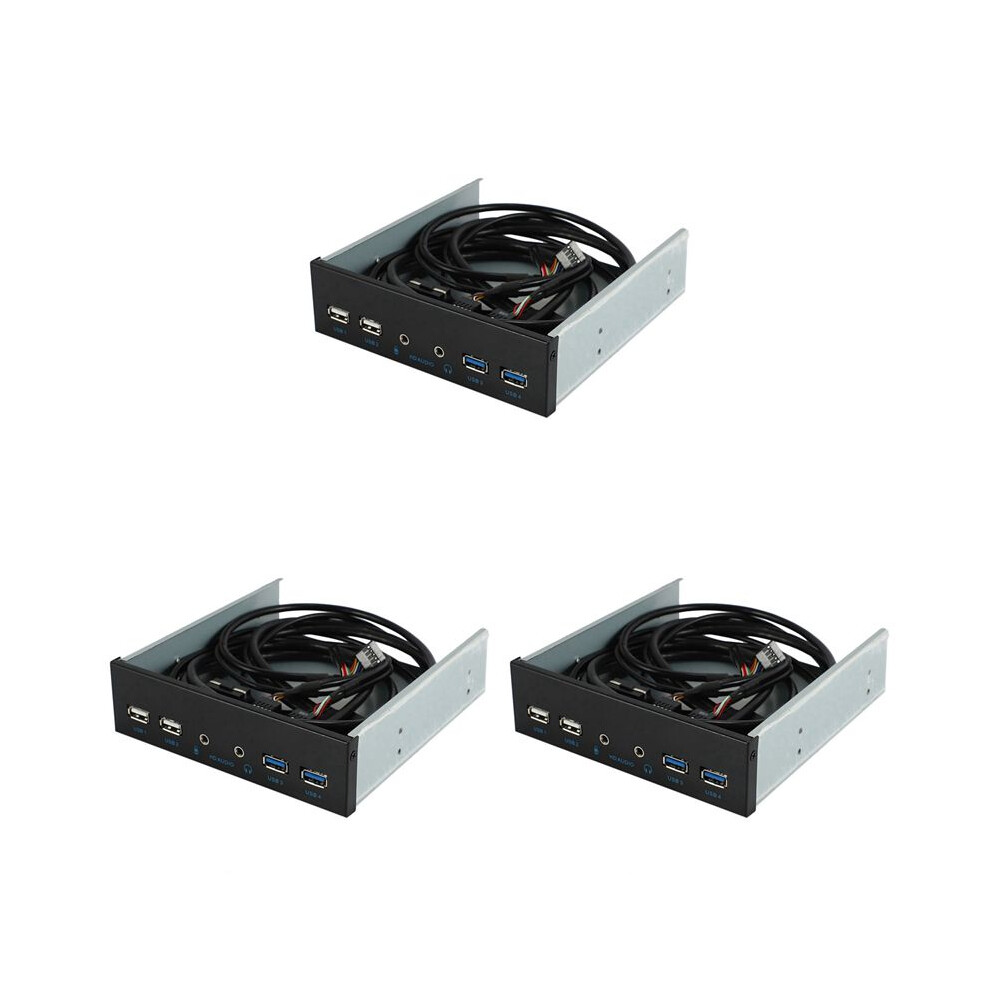 3Pc 5.25 Inch Desktop Pc Case Internal Front Panel Usb Hub 2 Usb 3.0 And 2 Usb 2.0 With Hd Audio Port 20 Pin 6033977951406