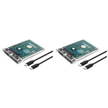 2X Boîtier pour Disque Dur SSD 2,5 Pouces  Vers USB 3.1 Type C 4 To Transparent Boîtier pour Disque Dur Externe Compatible UASP  III pour