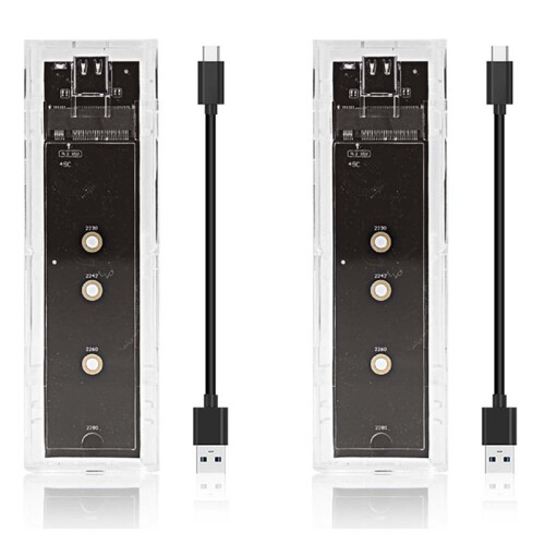 2X M.2 NGFF  Dual Protocol SSD Case Clear USB Type C 10Gbps PCI-E M2 SSD External Enclosure Hard Disk Box
