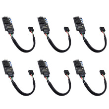 6X 9Pin USB Hub Connector USB Splitter 1 Till 3 USB2.0 9Pin Header Board Kabel för Vattenkylning för RGB LED Fläkthastighetstest