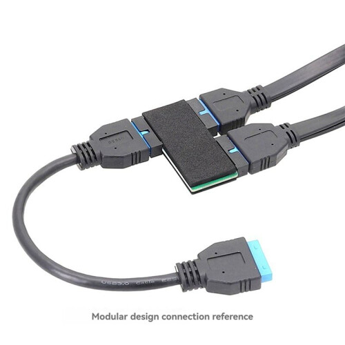 2X USB 3.0 19Pin HUB with Chip Modular Cable Design Motherboard Data Extension Cable 1