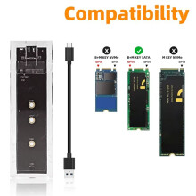 3X M.2 NGFF Dual Protocol SSD Case USB Type C 10Gbps PCI-E M2 SSD Transparent External Enclosure Hard Disk Box
