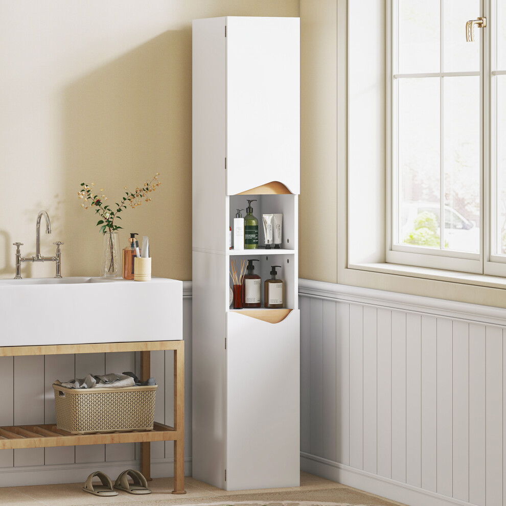 Homcom Slim Bathroom Storage Cabinet, Tall Bathroom Cabinet With 2 Doors