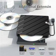 10X Zewnętrzny Napęd CD/DVD do Laptopa, 7 w 1 USB Ultra-Slim Przenośny Odtwarzacz CD/DVD, Nagrywarka Zewnętrzna Burner Writer