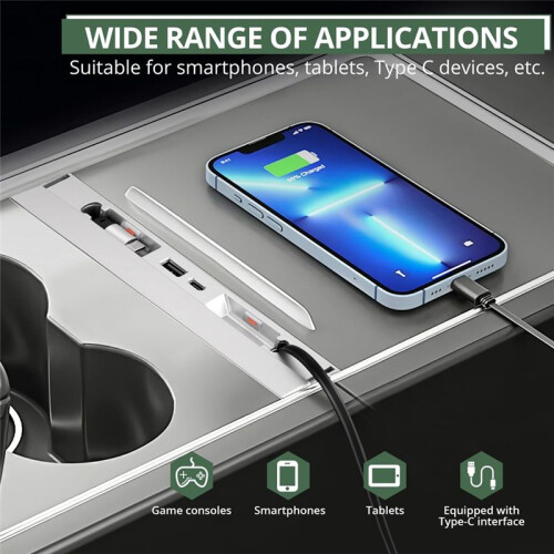 USB Hub for  Model 3 Highland Model Y Juniper 2025 Center Console Docking Station Fast Charge Cable Adapter 1