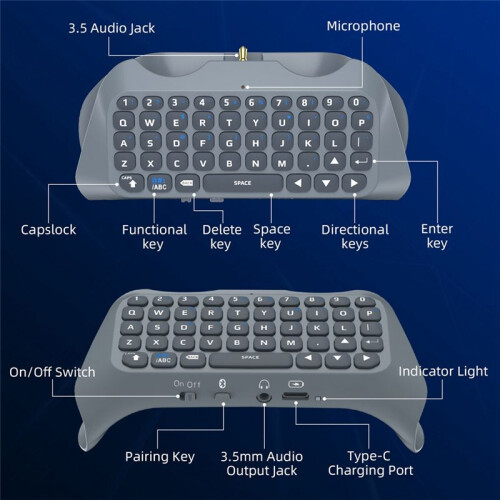 Wireless Keyboard for PS5 Controller Handle  External Keyboard for Playstation5 ChatPad  Keyboard