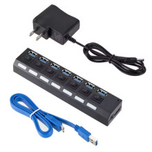 MultiPorts USB HUB 3.0 7 Portas Portátil SuperSpeed 5 Gbps Expansor de Portas USB Múltiplas com para Switches PowerAdapter para PC (EUA)