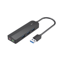 USB 3.0 Hub 2 in 1 External Stereo Audio Adapter for Laptop PC 3.5mm Audio Jack Headphone Microphone USB Sound Card A