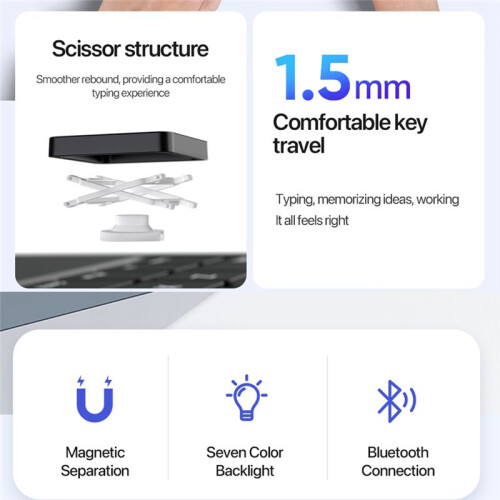Magnetic  Keyboard for  Surface Pro 12 with RGB Backlit Magnetic Adsorption Bluetooth5.0 Keyboard A 2