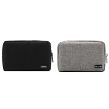 BOONA 2PCS Storage Bag Multifunctional Storage Bag for Laptop Power Adapter Power Bank Data Cable Charger, Black & Gray