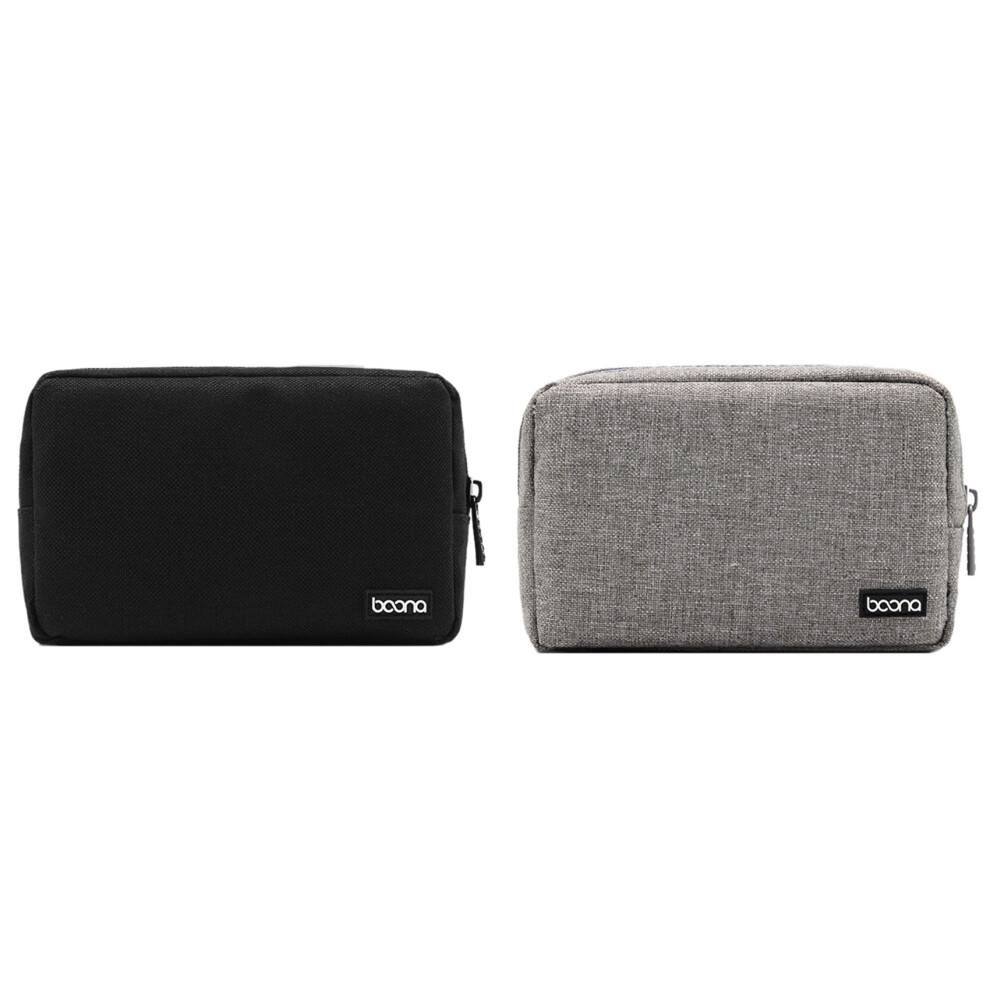 Boona 2Pcs Storage Bag Multifunctional Storage Bag For Laptop Power Adapter Power Bank Data Cable Charger, & Black/Gray 4712511031591