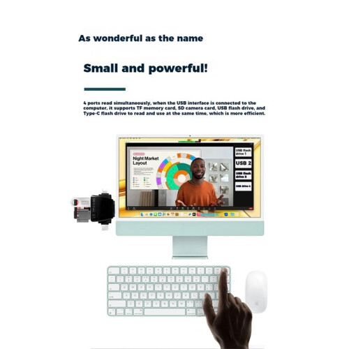 7-in-1 Card Reader, Universal Interface for Mobile Phones and Computers, Multiple  for Simultaneous Reading