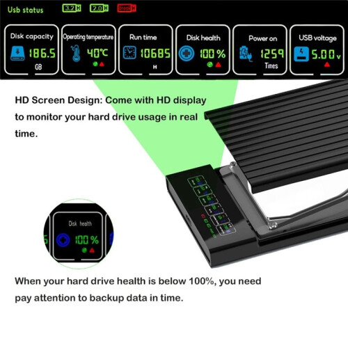 Caixa de Gabinete para HDD SSD  de 2,5 Polegadas, Caixa para Disco Rígido Móvel USB 3.1, Caixa para Disco Rígido Móvel de 6 Gbps para PC e Laptop 2