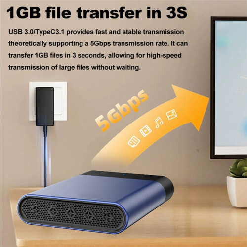 Gabinete para HDD de 2,5 e 3,5 Polegadas USB 3.1  SSD Gabinete para Disco Rígido Externo Ventilador Integrado 5 Gbps 12 TB Plugue UE 2
