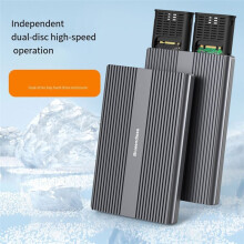BLUEENDLESS Dual SSD Enclosure M.2 Dual Hard Drive Case 10Gbps USB C 3.2 GEN2 Aluminum External Hard Disk Box Adapter