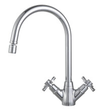 Franke Kitchen Sink Tap Mono Mixer Chrome Swivel Spout Double Lever Cross Head