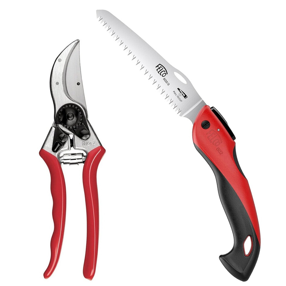 Felco Model 2 Original Secateurs With 602 16Cm Folding Tree Pruning Saw Red