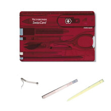 (red) Victorinox Swiss Card + spares - manicure Swisscard kit with letter opener
