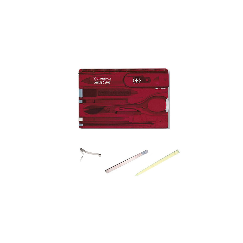 (red) Victorinox Swiss Card + spares - manicure Swisscard kit with letter opener