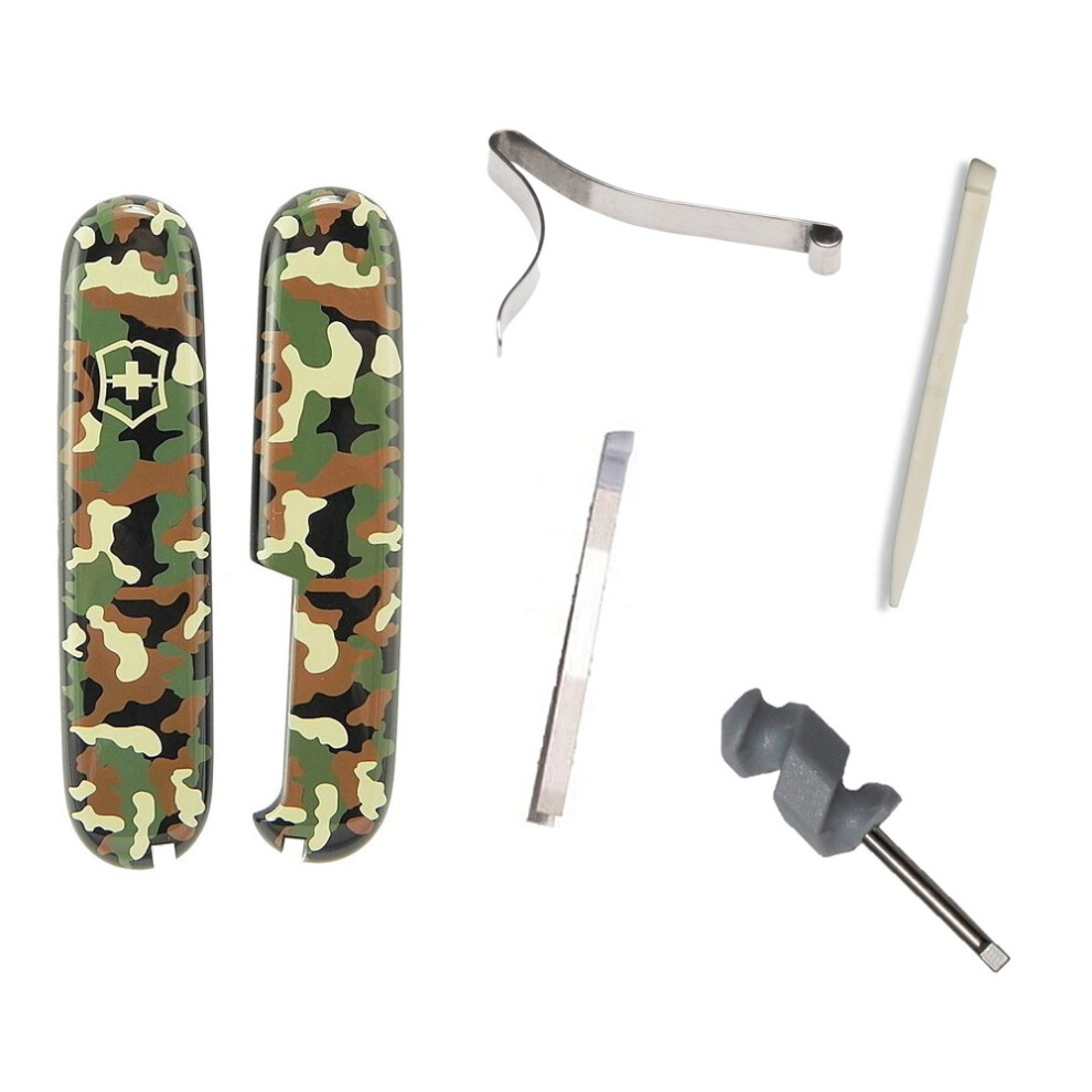 (camo) Victorinox 91mm Swiss army spares - tweezers toothpick screwdriver handles